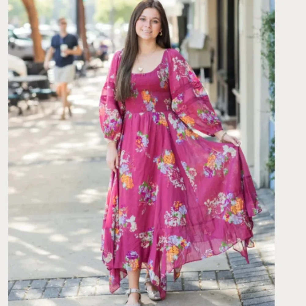 new FREE PEOPLE Morning Glory Maxi Dress / Red Combo  268